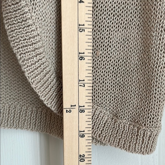 Croft & Barrow Tan Open Curved Front Loose Knit Sweater with Ribbed Trim M - Picture 6 of 10